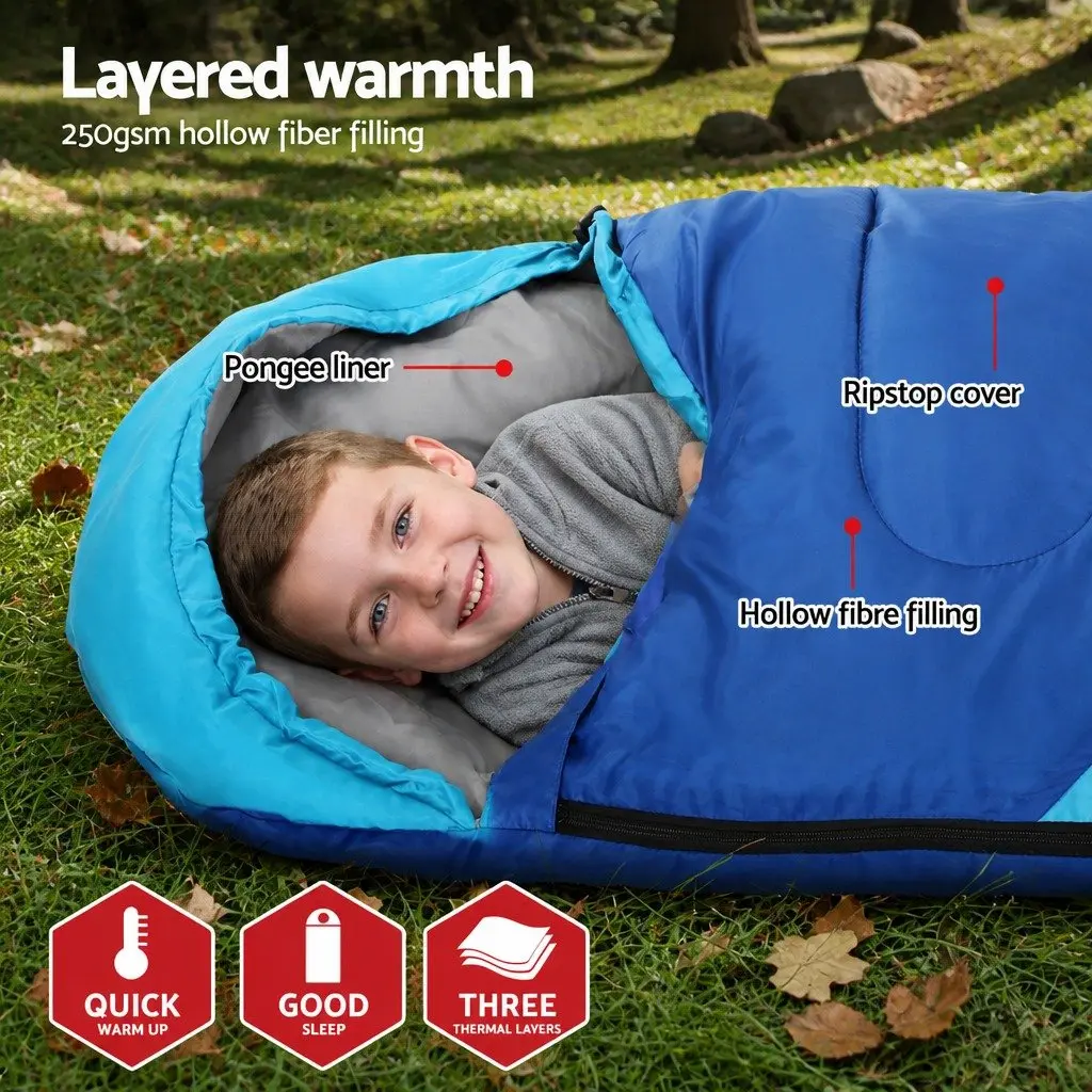 Kids Sleeping Bag Set of 2 Pink Blue 172cm Thermal Lightweight Water-resistant Outdoor Gear