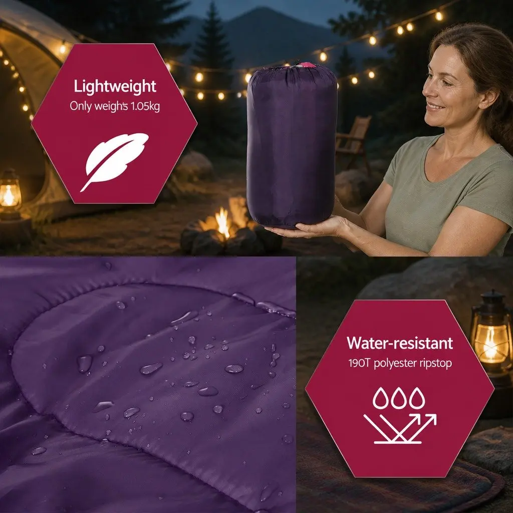 Kids Sleeping Bag Set of 2 Pink Blue 172cm Thermal Lightweight Water-resistant Outdoor Gear