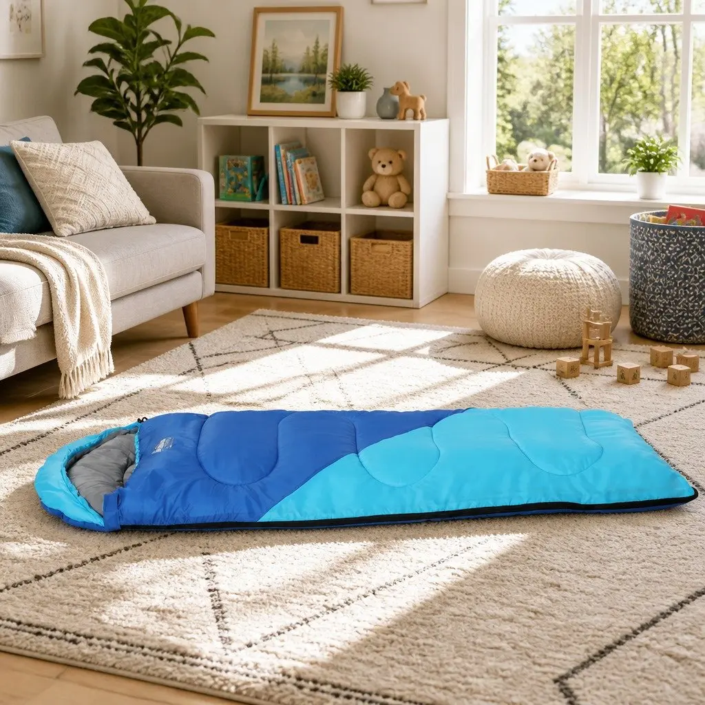 Kids Sleeping Bag Blue 172cm Thermal Lightweight Portable