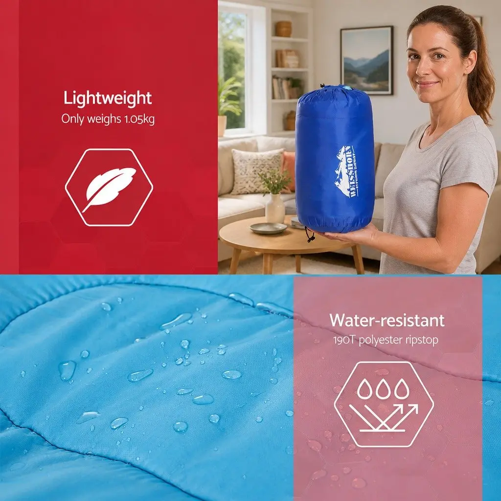 Kids Sleeping Bag Blue 172cm Thermal Lightweight Portable