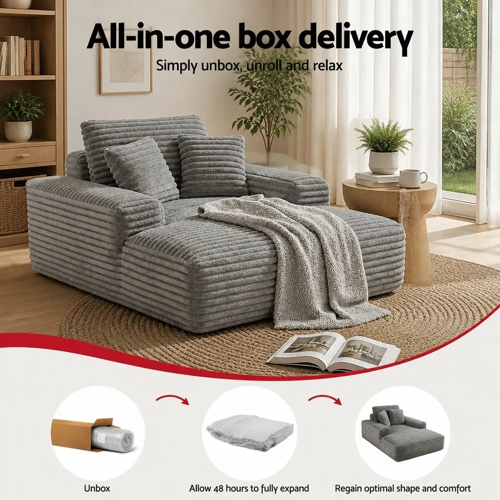 Sofa Bed Lounge Chair Recliner Couch Reading Sleeper Furniture Grey Faux Fur