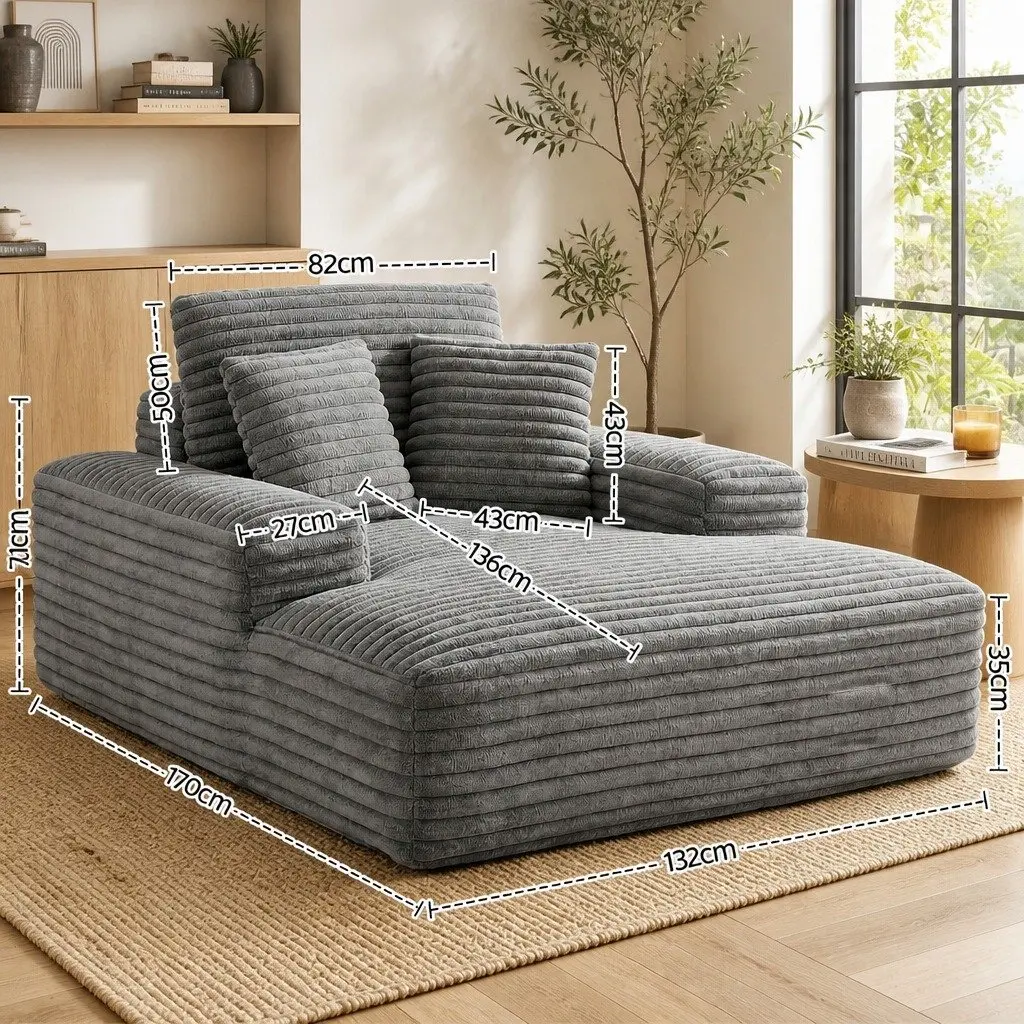 Sofa Bed Lounge Chair Recliner Couch Reading Sleeper Furniture Grey Faux Fur