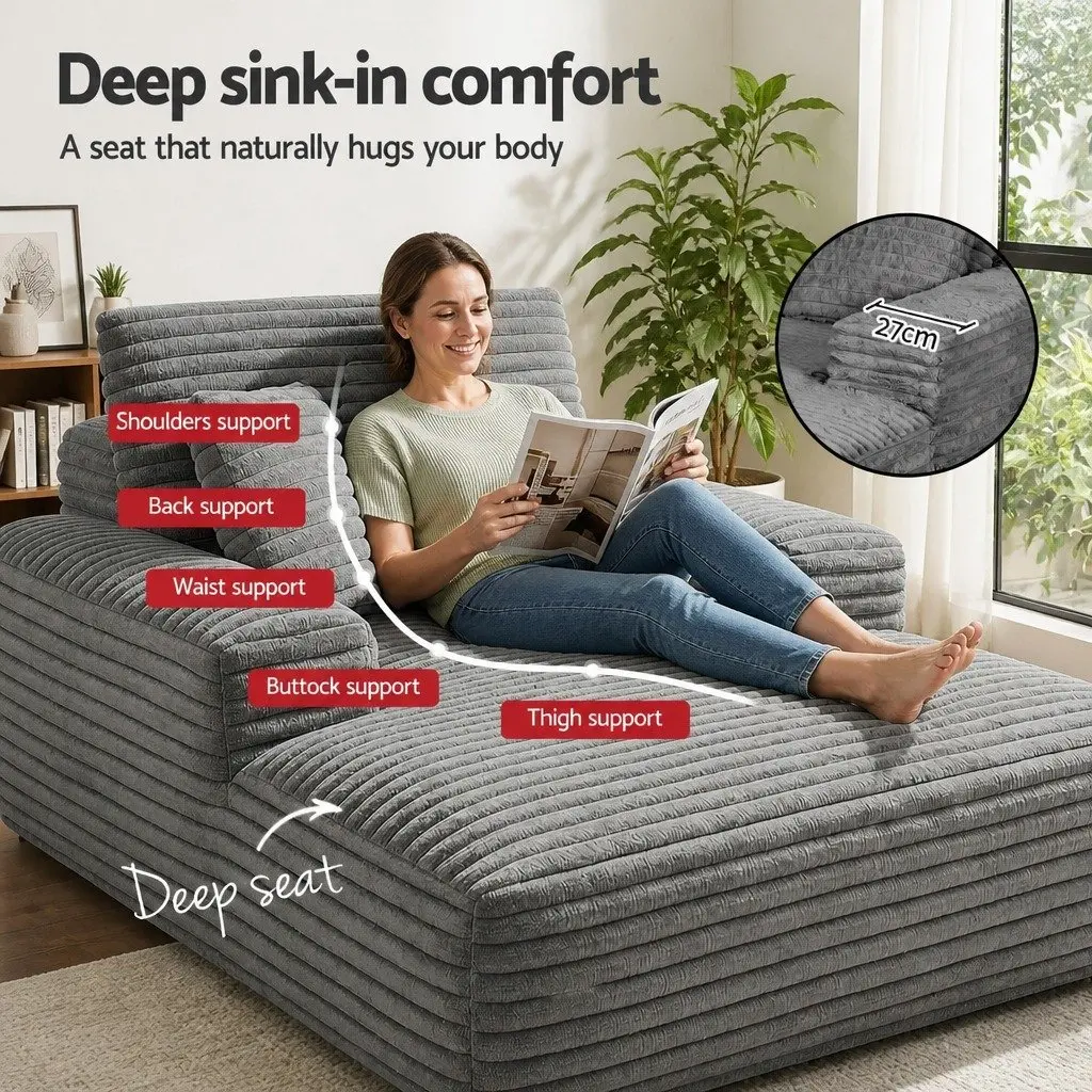 Sofa Bed Lounge Chair Recliner Couch Reading Sleeper Furniture Grey Faux Fur