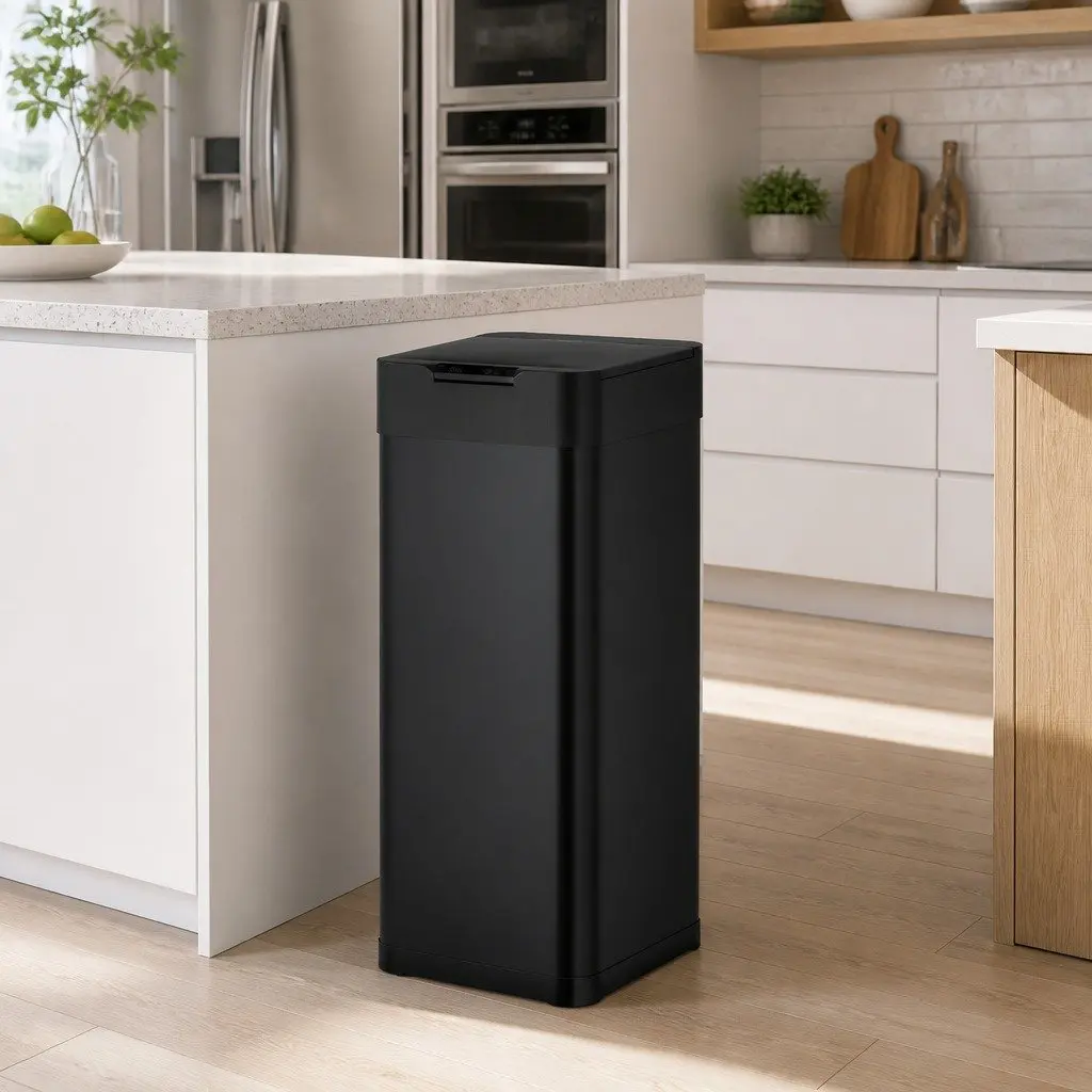 Automatic Bin Black 50L Motion Sensor Hands-Free Soft-Close Odour-Controlled