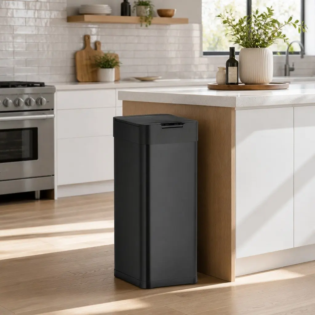 Automatic Bin Black 50L Motion Sensor Hands-Free Soft-Close Odour-Controlled