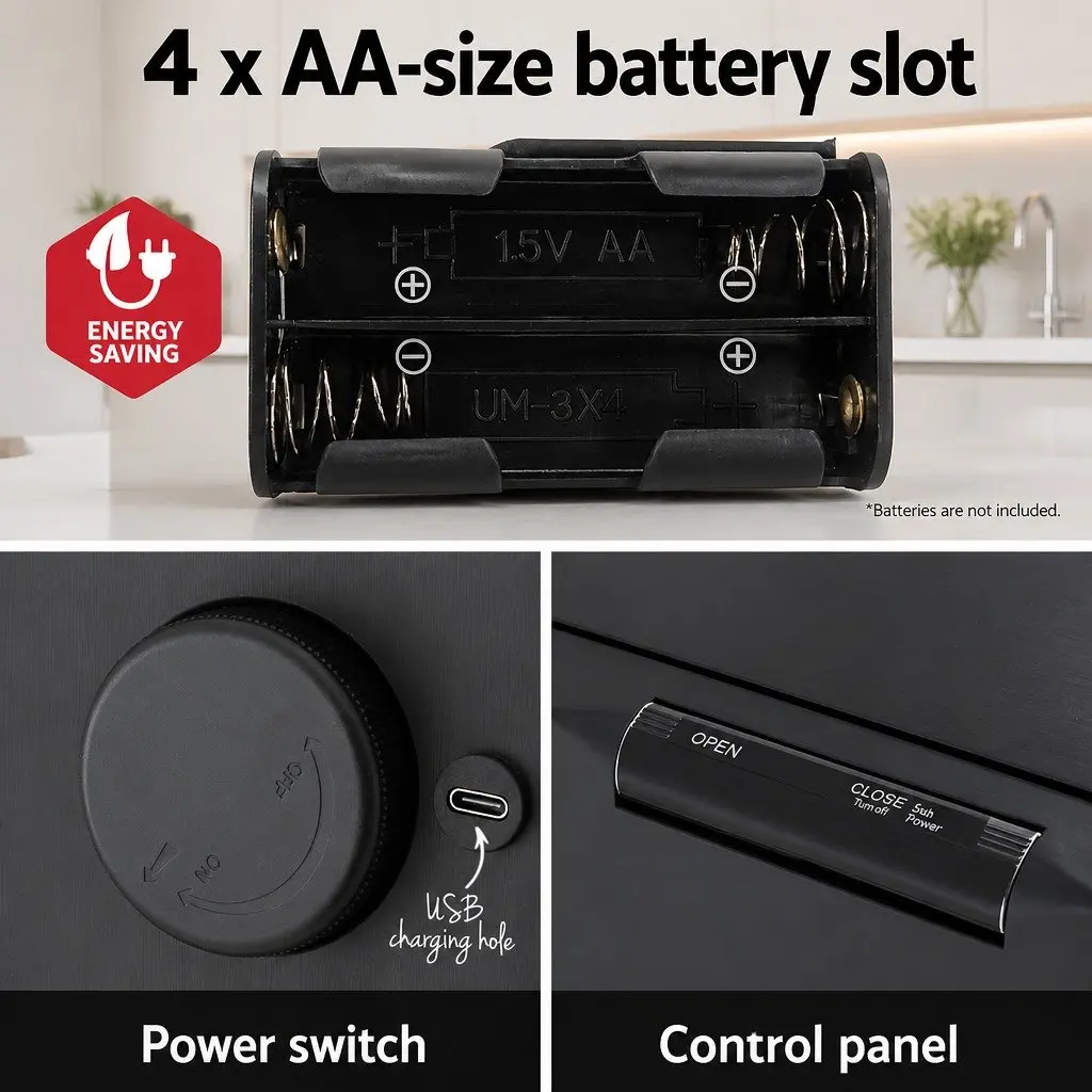 Automatic Bin Black 50L Motion Sensor Hands-Free Soft-Close Odour-Controlled