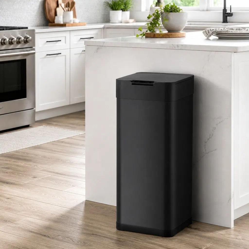 Automatic Bin Black 50L Motion Sensor Hands-Free Soft-Close Odour-Controlled
