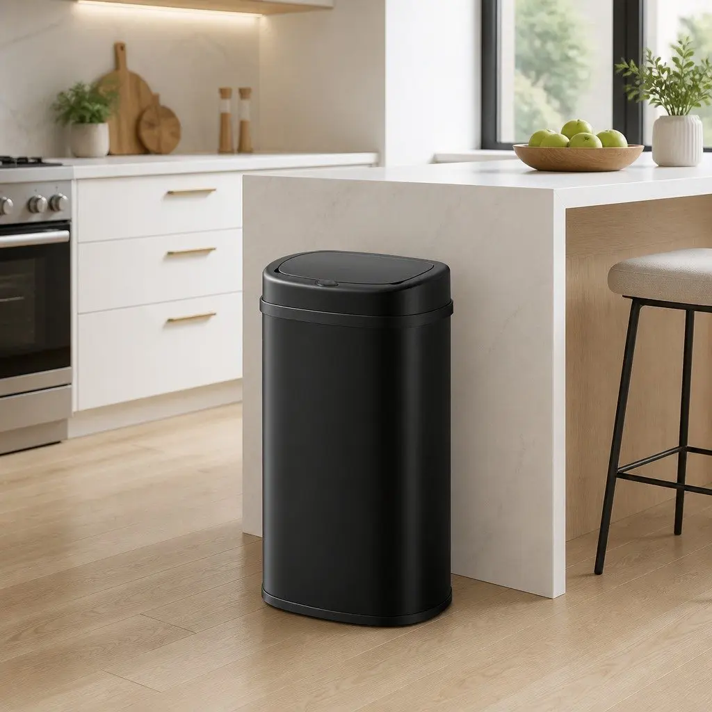 Automatic Rubbish Bin Black 50L Motion Sensor Hands-Free Kitchen Waste Trash Can