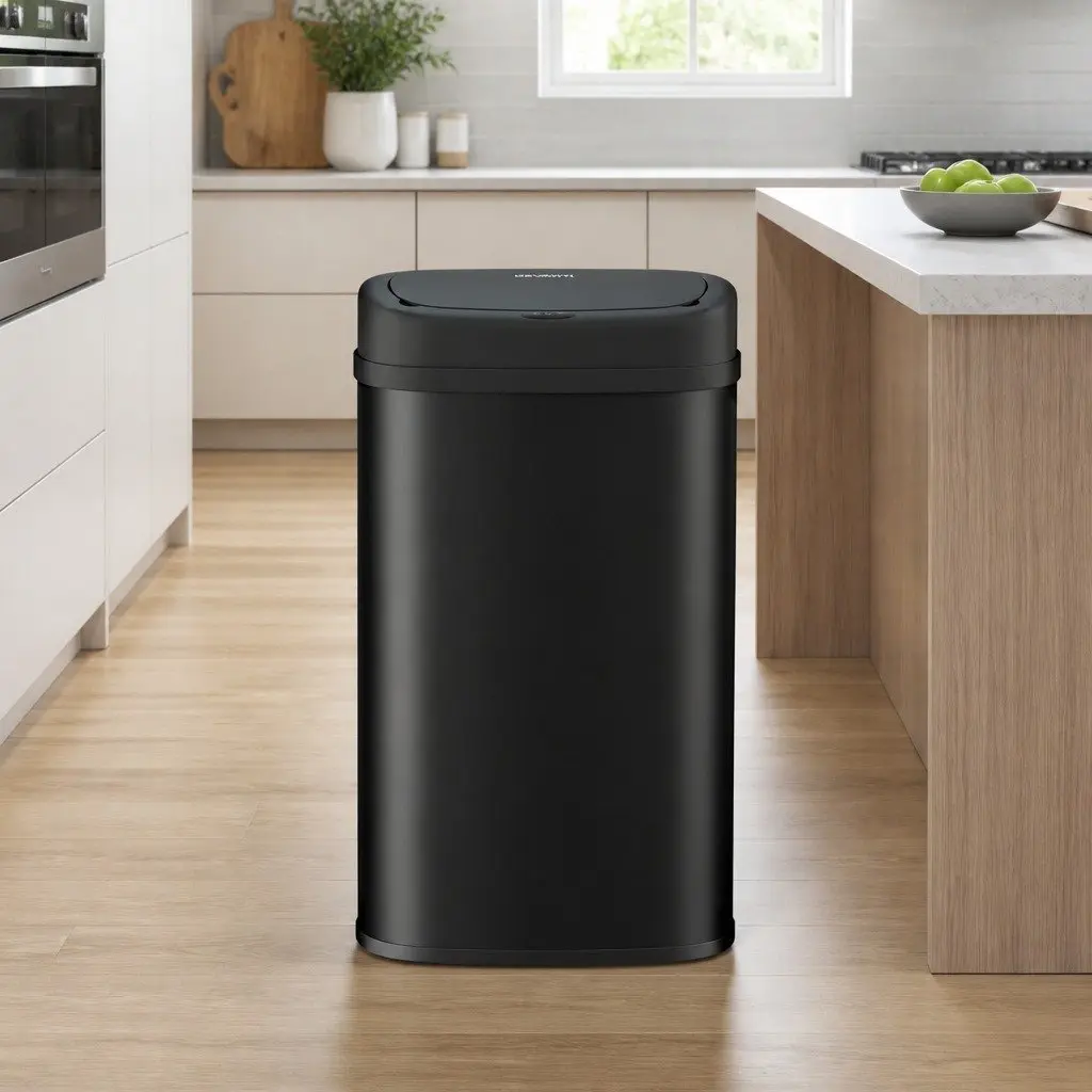 Automatic Rubbish Bin Black 50L Motion Sensor Hands-Free Kitchen Waste Trash Can