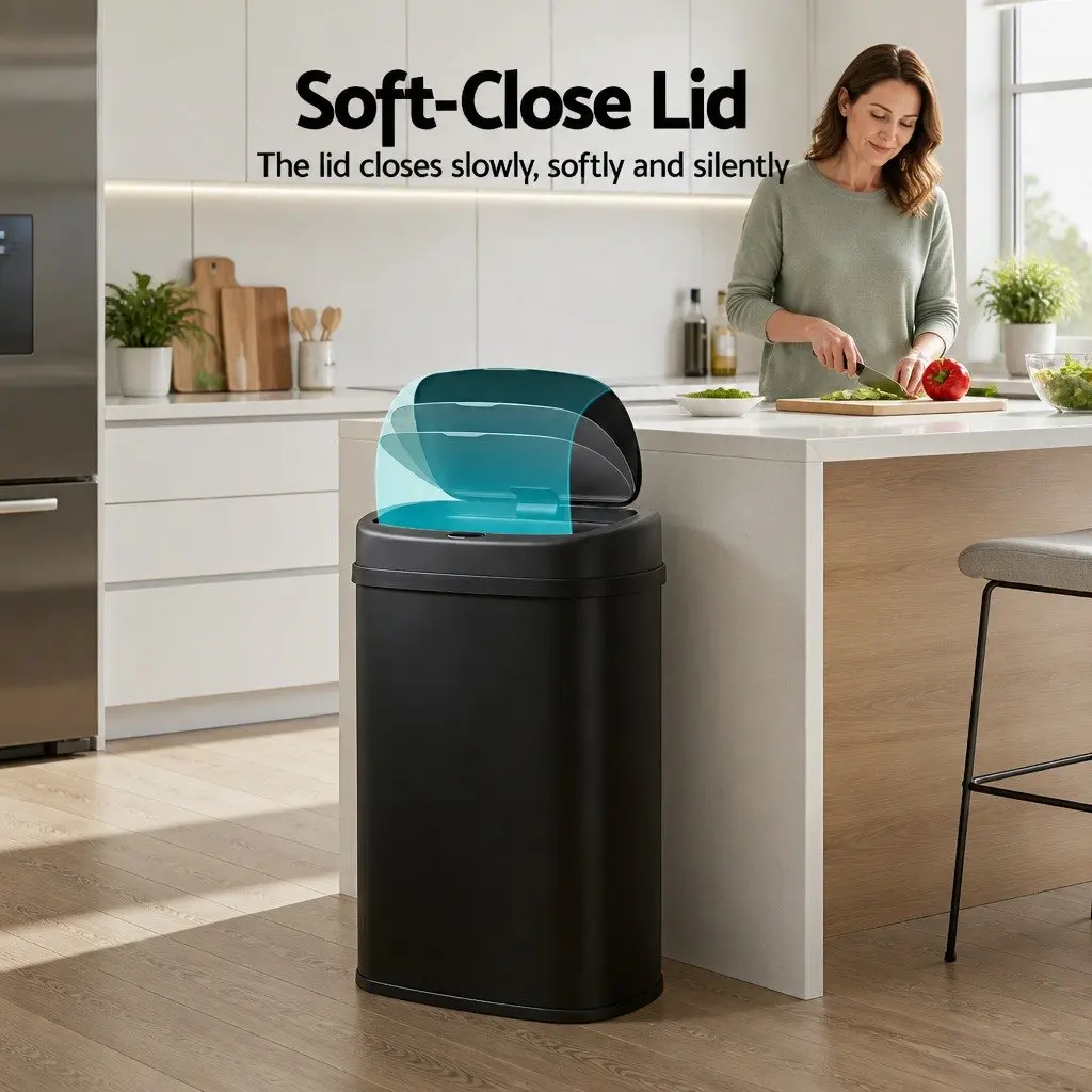 Automatic Rubbish Bin Black 50L Motion Sensor Hands-Free Kitchen Waste Trash Can