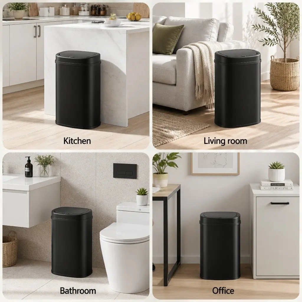 Automatic Rubbish Bin Black 50L Motion Sensor Hands-Free Kitchen Waste Trash Can