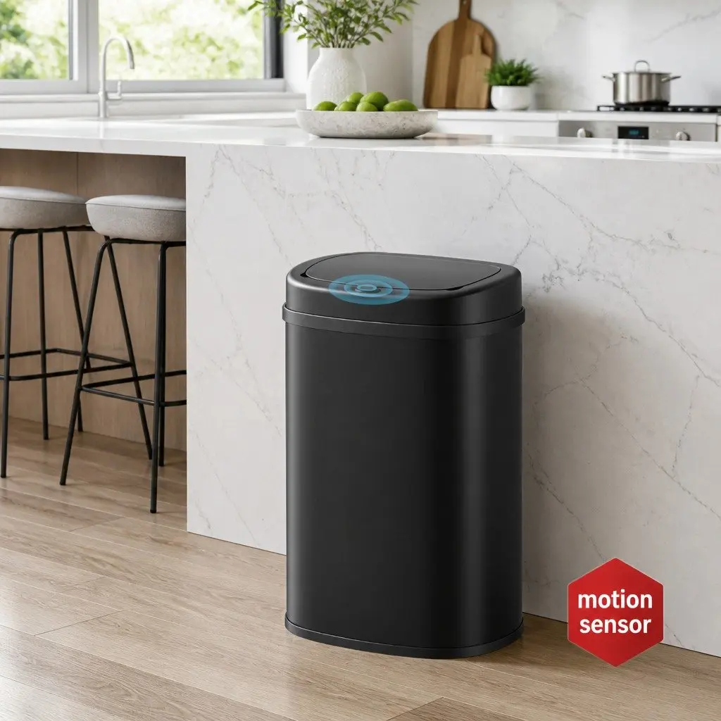 Automatic Rubbish Bin Black 50L Motion Sensor Hands-Free Kitchen Waste Trash Can