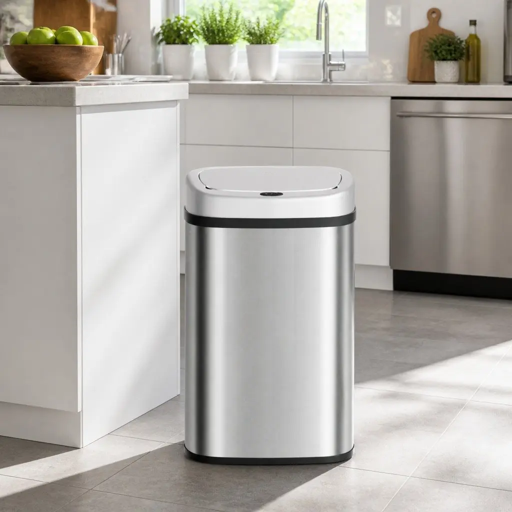 50L Automatic Motion Sensor Rubbish Bin Hands-Free Kitchen Waste Silver