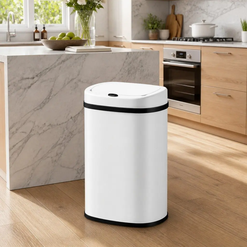 Automatic Rubbish Bin White 50L Motion Sensor Hands-Free Operation