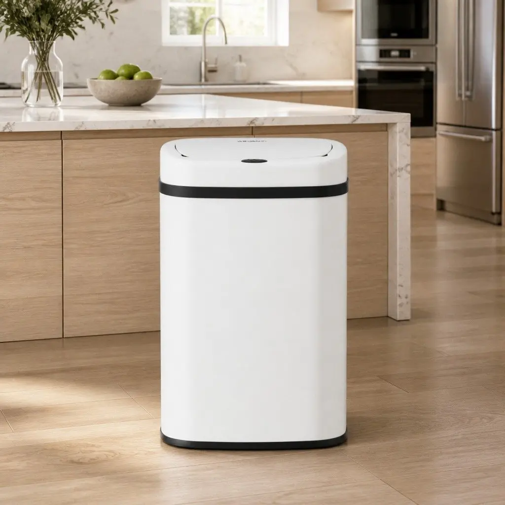 Automatic Rubbish Bin White 50L Motion Sensor Hands-Free Operation