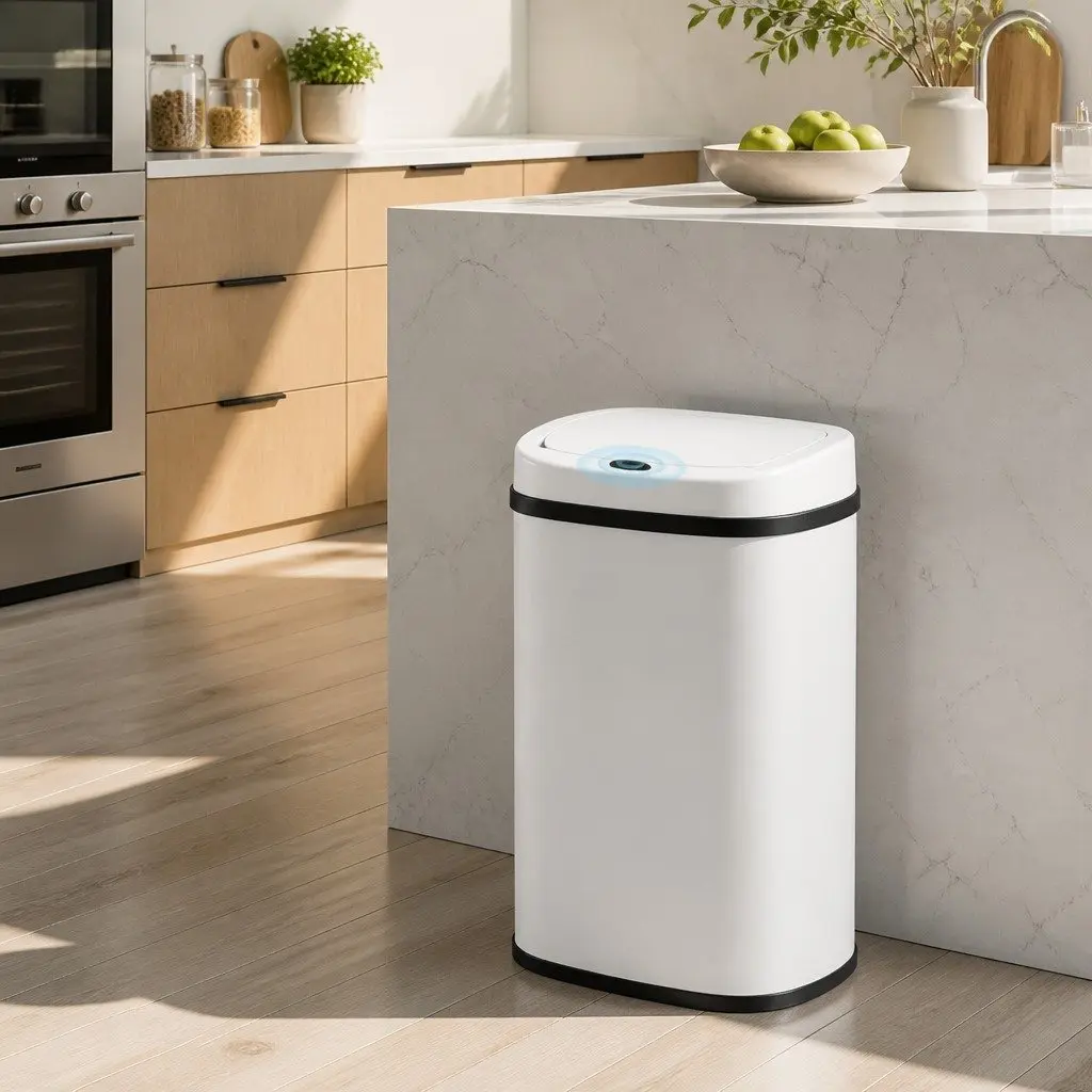 Automatic Rubbish Bin White 50L Motion Sensor Hands-Free Operation