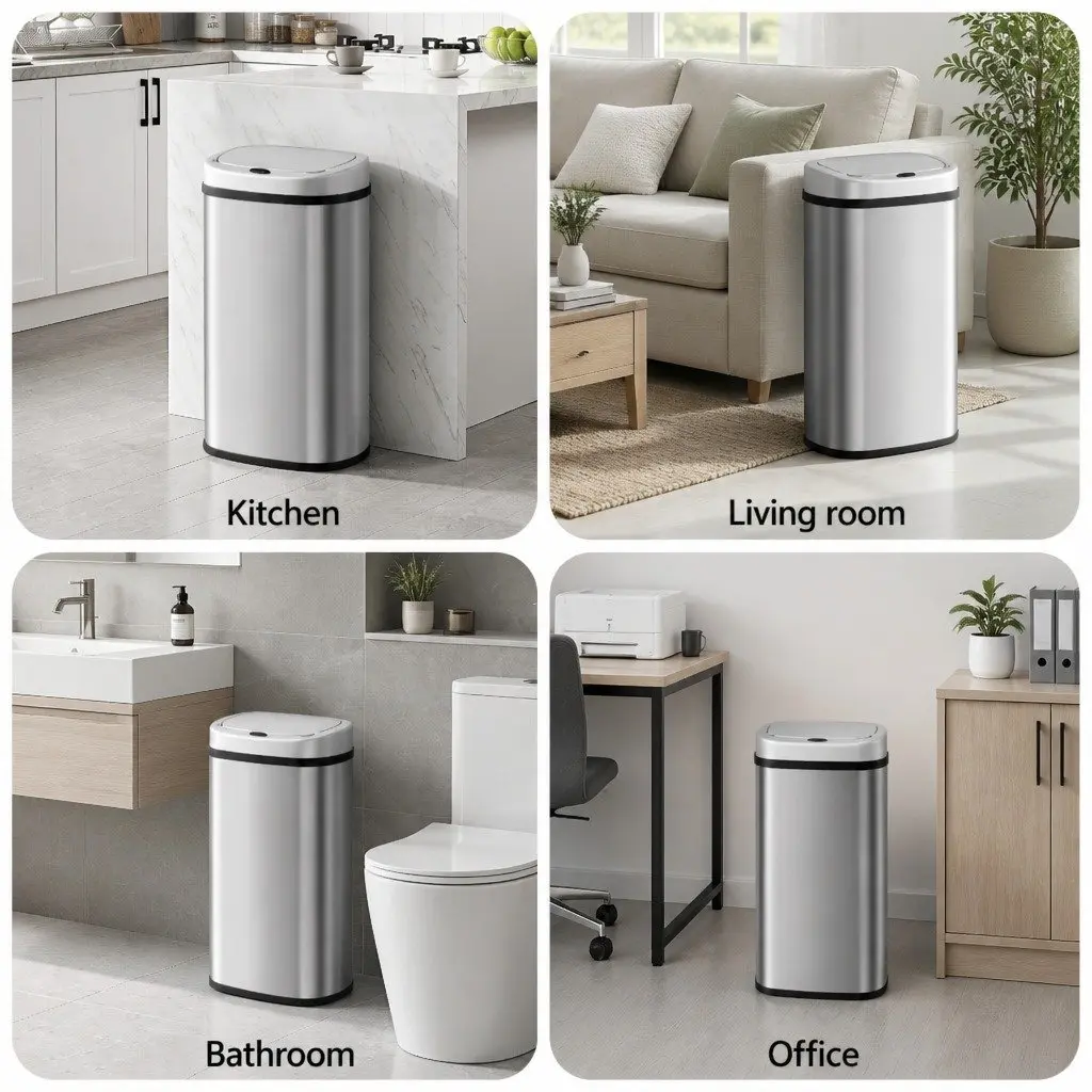 Automatic Bin Silver 60L Motion Sensor Hands-Free Operation