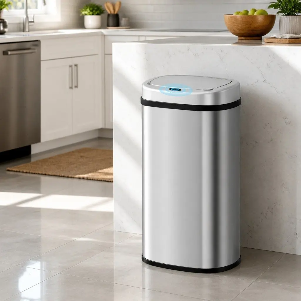 Automatic Bin Silver 60L Motion Sensor Hands-Free Operation