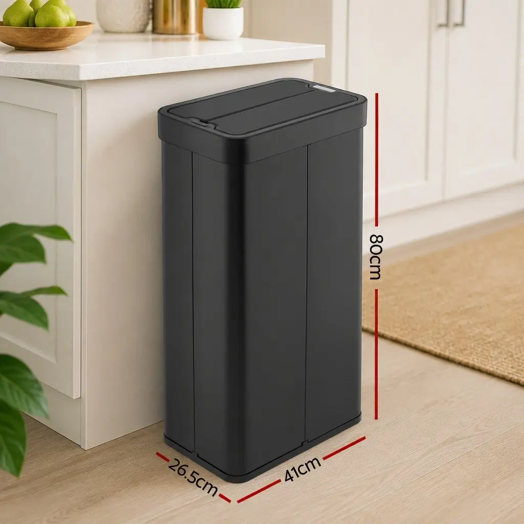 Automatic Sensor Rubbish Bin Black 70L Touchless Kitchen Waste Garbage Can Slim