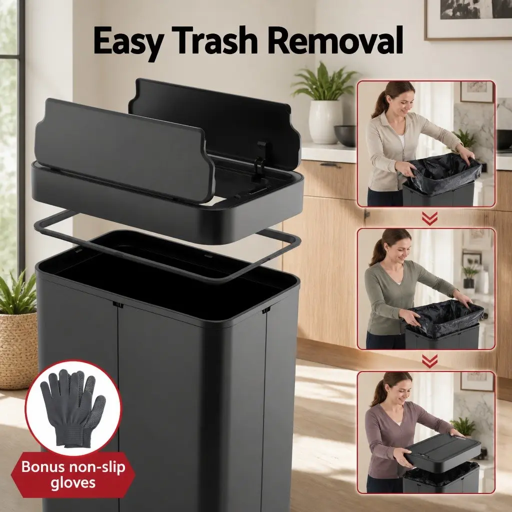 Automatic Sensor Rubbish Bin Black 70L Touchless Kitchen Waste Garbage Can Slim