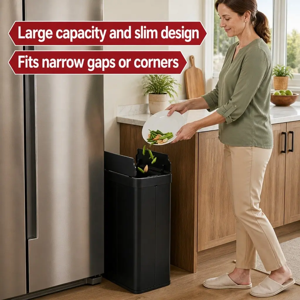 Automatic Sensor Rubbish Bin Black 70L Touchless Kitchen Waste Garbage Can Slim