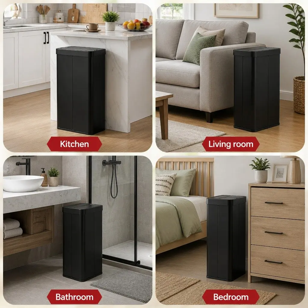 Automatic Sensor Rubbish Bin Black 70L Touchless Kitchen Waste Garbage Can Slim