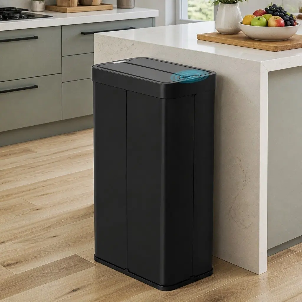 Automatic Sensor Rubbish Bin Black 70L Touchless Kitchen Waste Garbage Can Slim