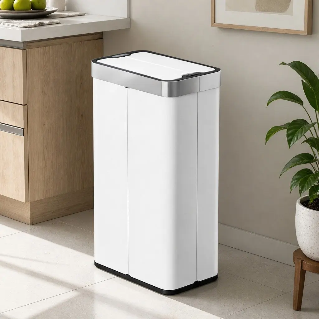 Automatic Sensor Rubbish Bin White 70L Touchless Hands-Free Operation