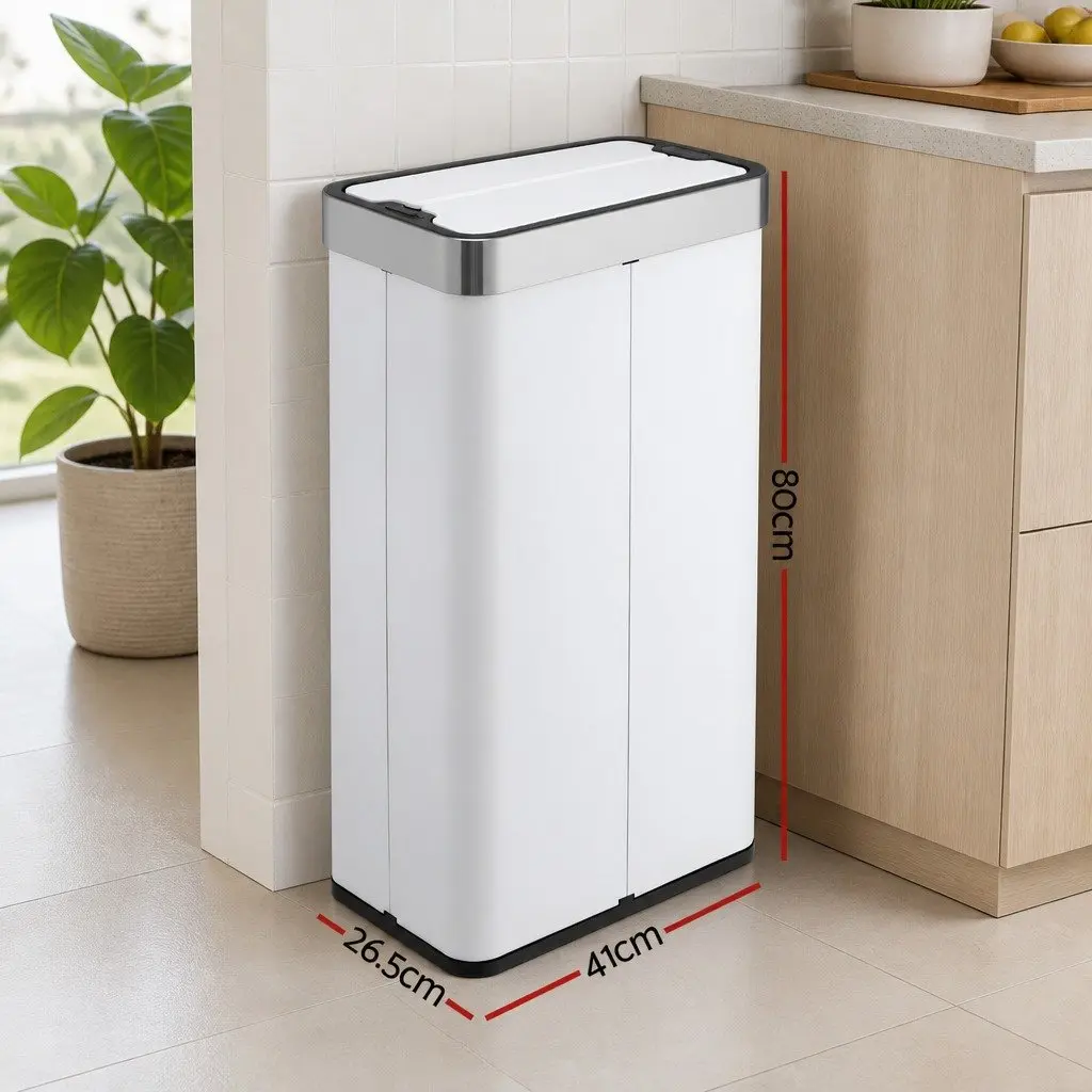Automatic Sensor Rubbish Bin White 70L Touchless Hands-Free Operation