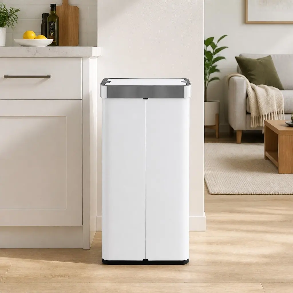 Automatic Sensor Rubbish Bin White 70L Touchless Hands-Free Operation