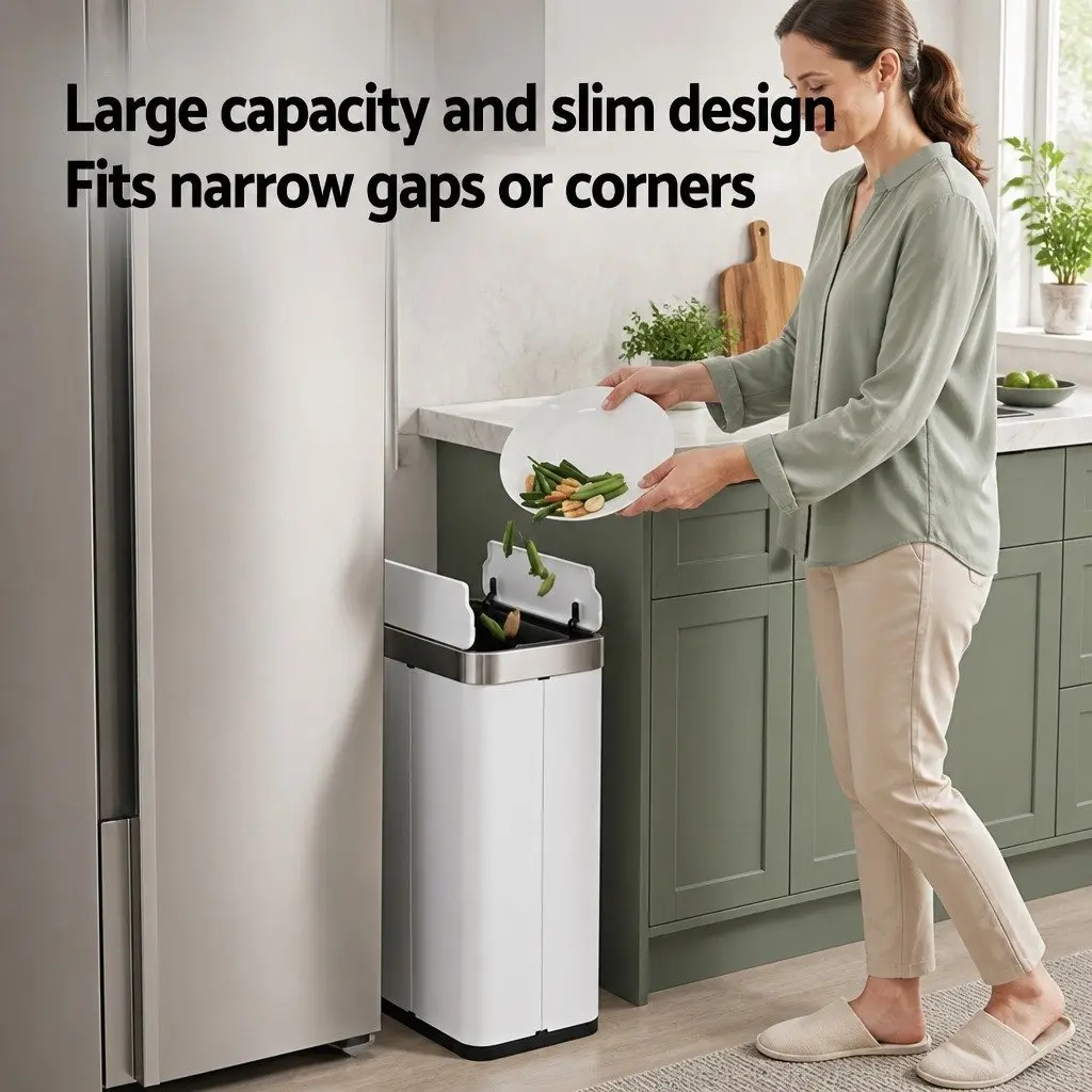 Automatic Sensor Rubbish Bin White 70L Touchless Hands-Free Operation