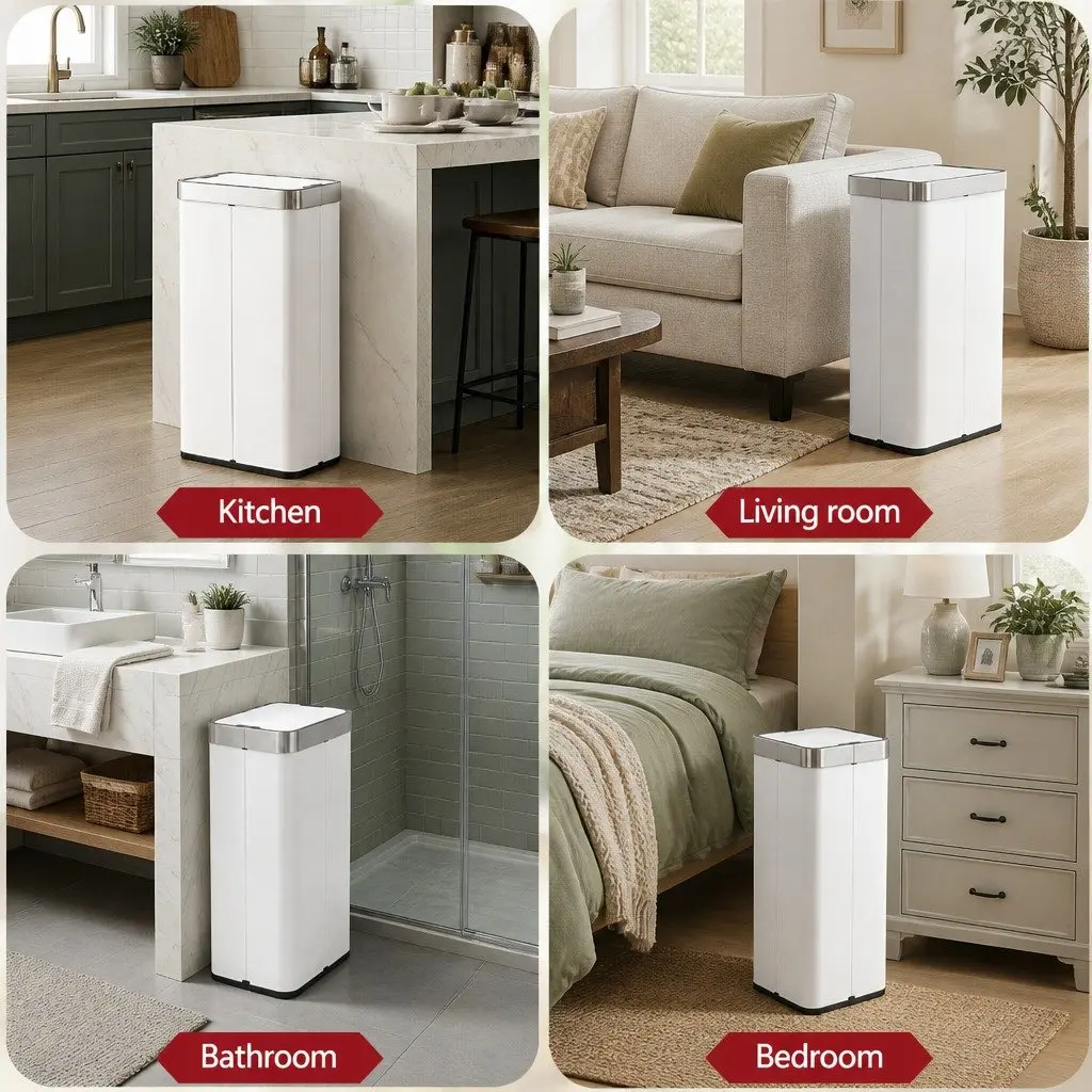 Automatic Sensor Rubbish Bin White 70L Touchless Hands-Free Operation