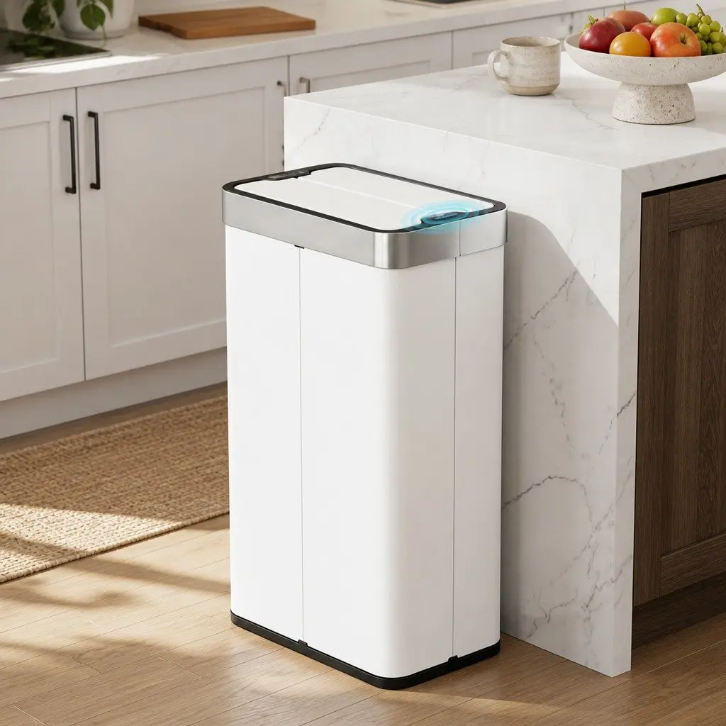 Automatic Sensor Rubbish Bin White 70L Touchless Hands-Free Operation