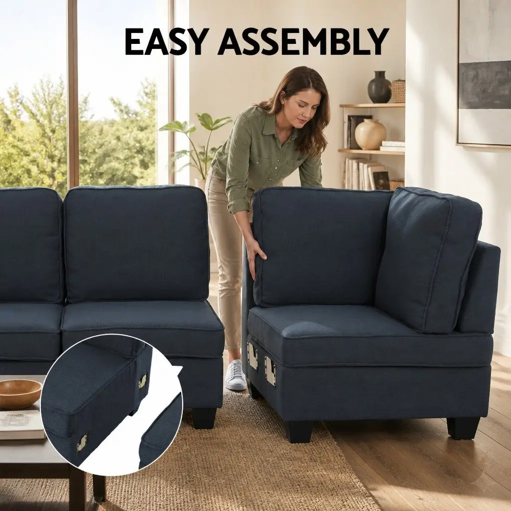 Modular Sofa Set Dark Grey 5-Seater Reconfigurable Couch with Removable Washable Cushion Covers