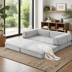 Concise Grey Convertible Sofa Bed, 2-Seater