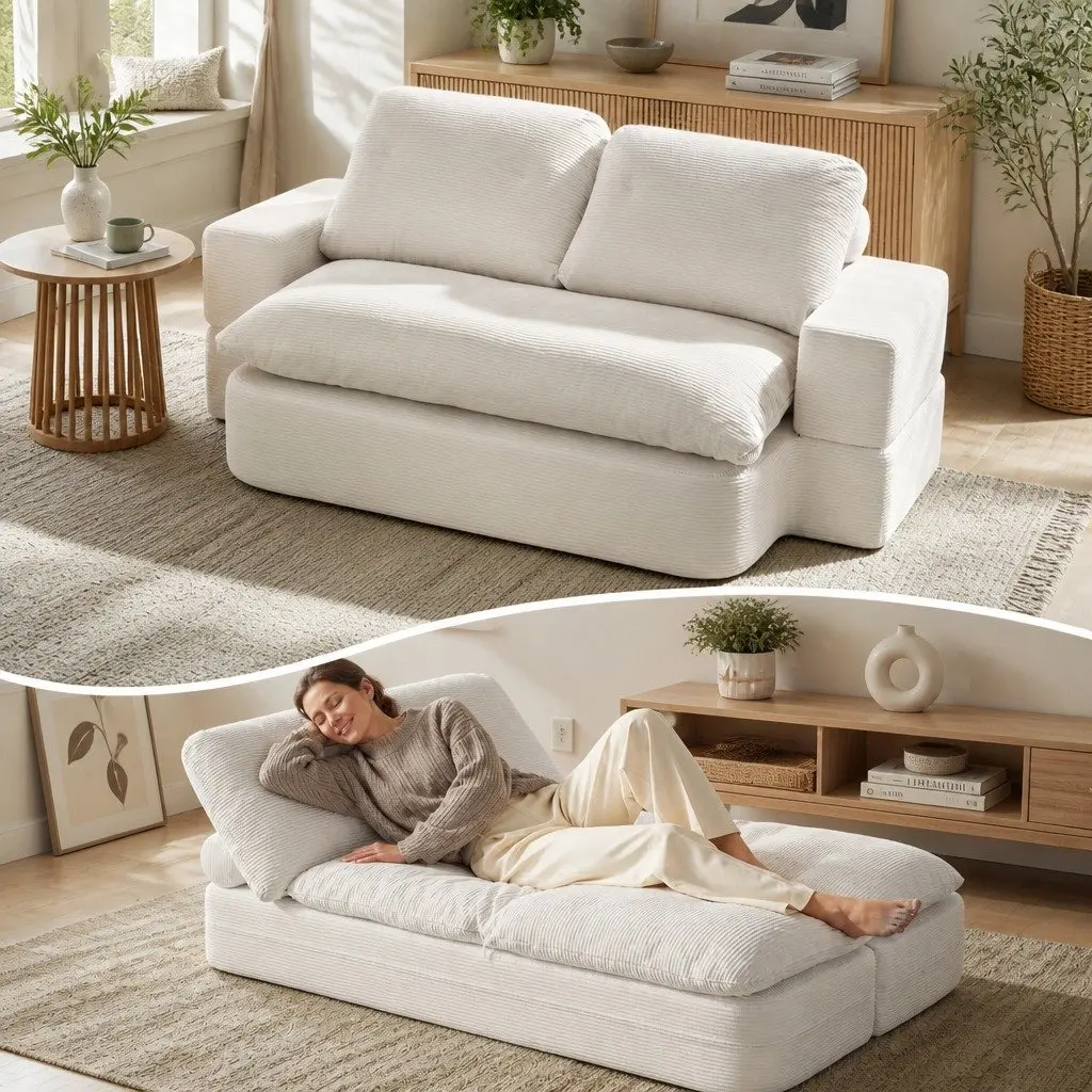 Convertible Sofa Bed with Soft Corduroy