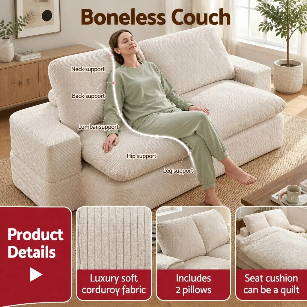 Convertible Sofa Bed with Soft Corduroy