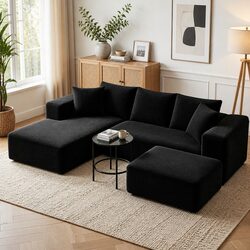 Compact Modular Sofa Bed with Ottoman for Easy Living