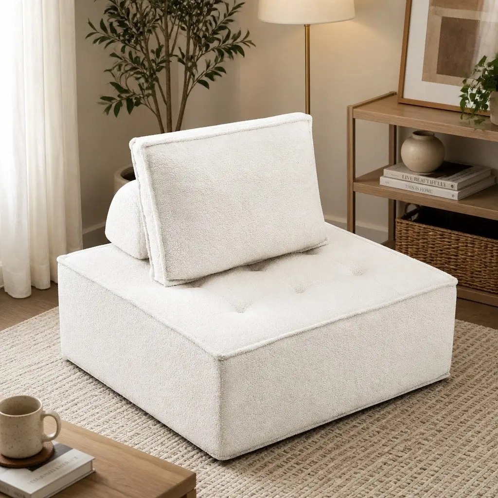 Floor Sofa White Portable Removable Pillow Cushion Seat