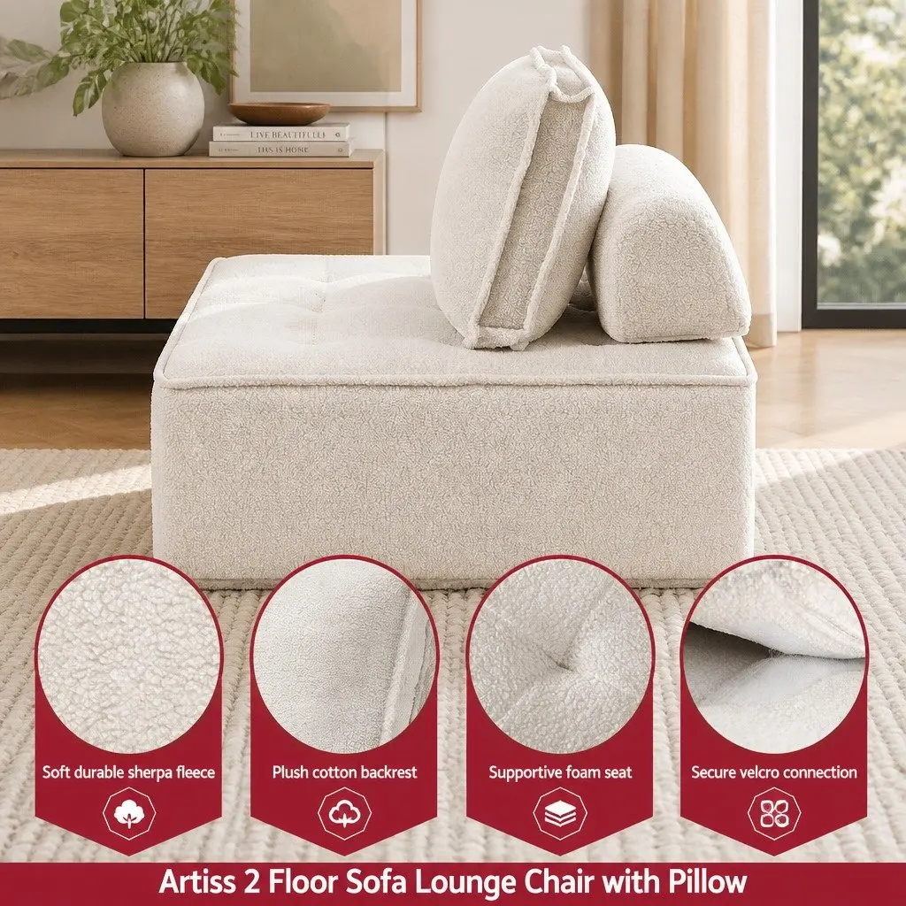 Floor Sofa White Portable Removable Pillow Cushion Seat