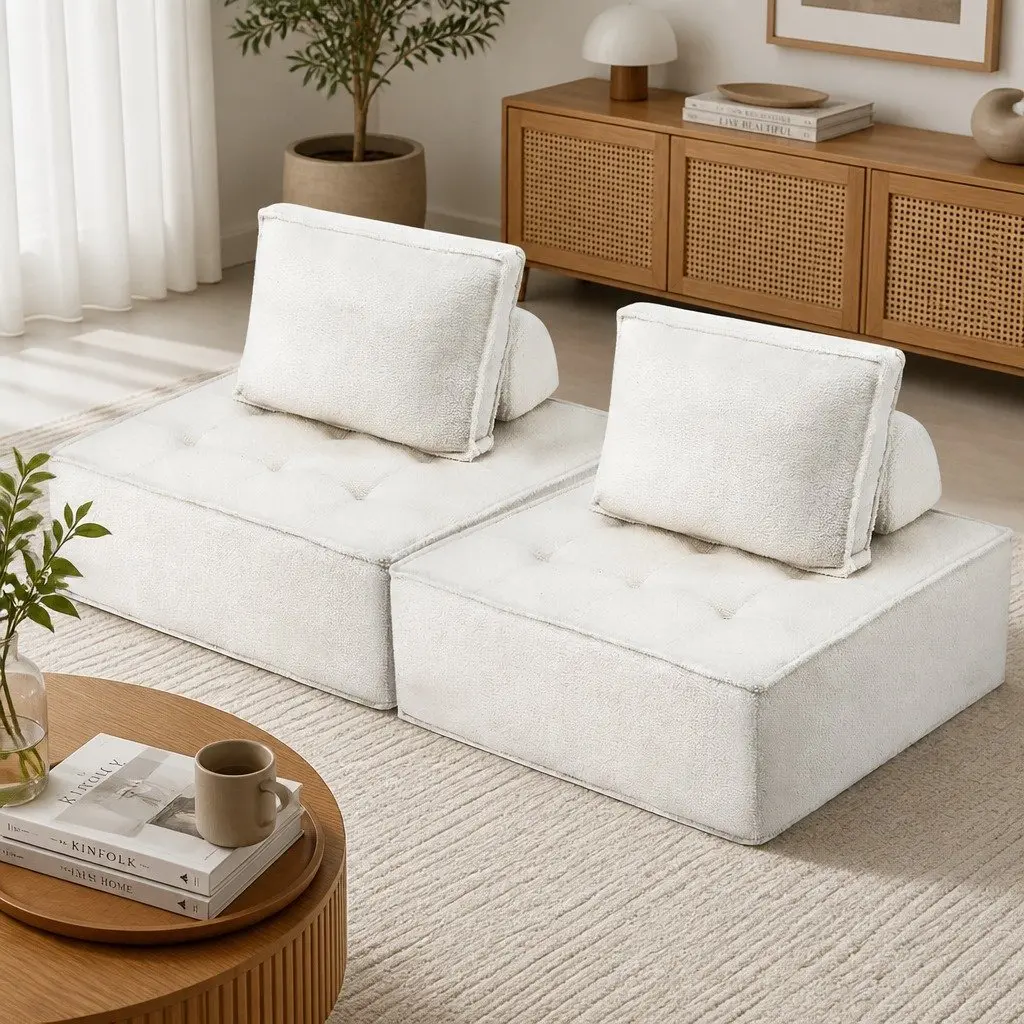 Floor Sofa White Portable Removable Pillow Cushion Seat