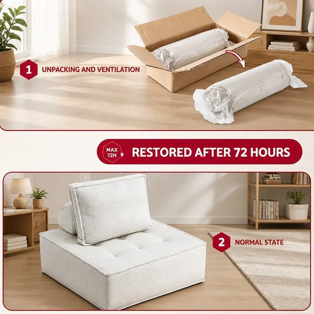 Lounge Chair Floor Sofa White Removable Pillow Plush Cushion 86cm x 86cm x 76cm