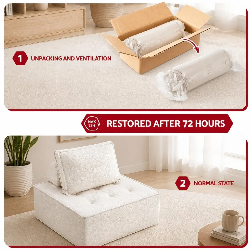Floor Sofa 5 Seater White Removable Pillow Plush Cotton Couch