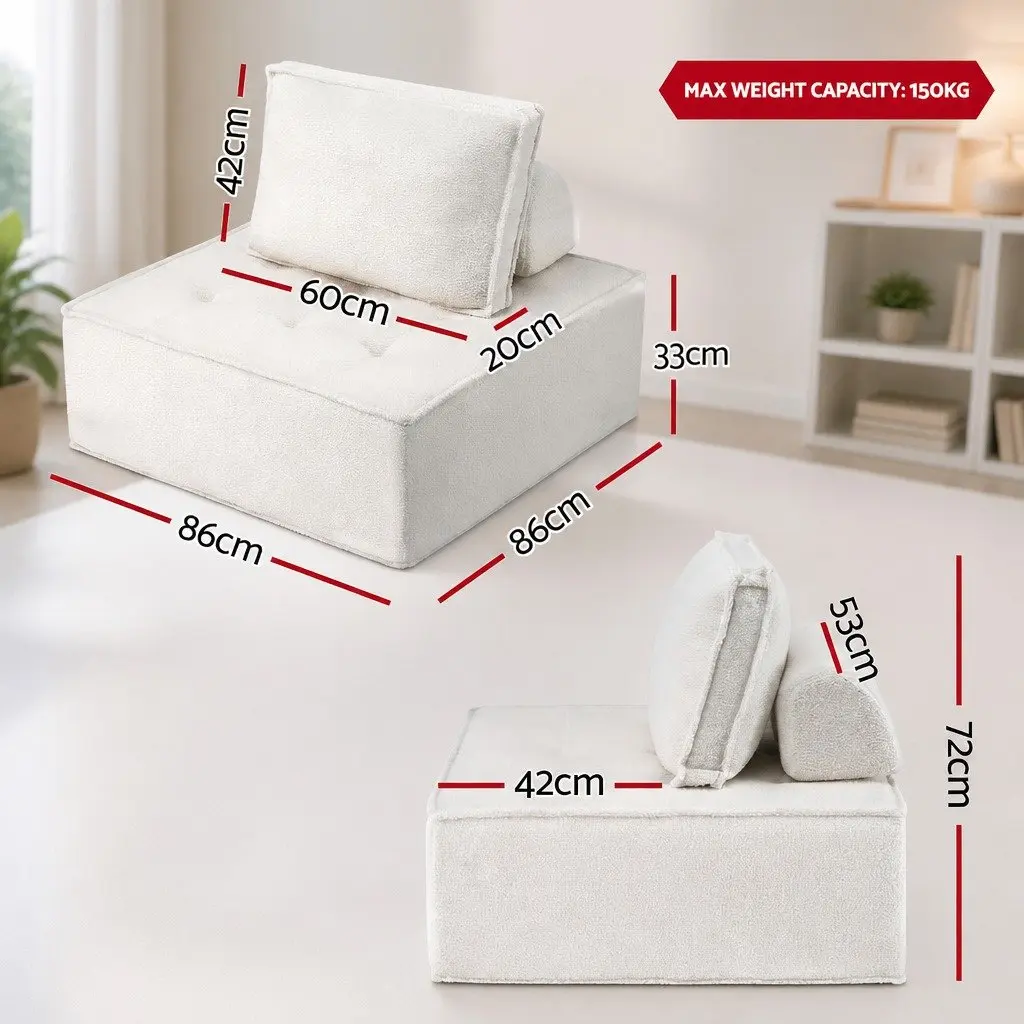 Floor Sofa Lounge Chair White 6 Seater Removable Pillow
