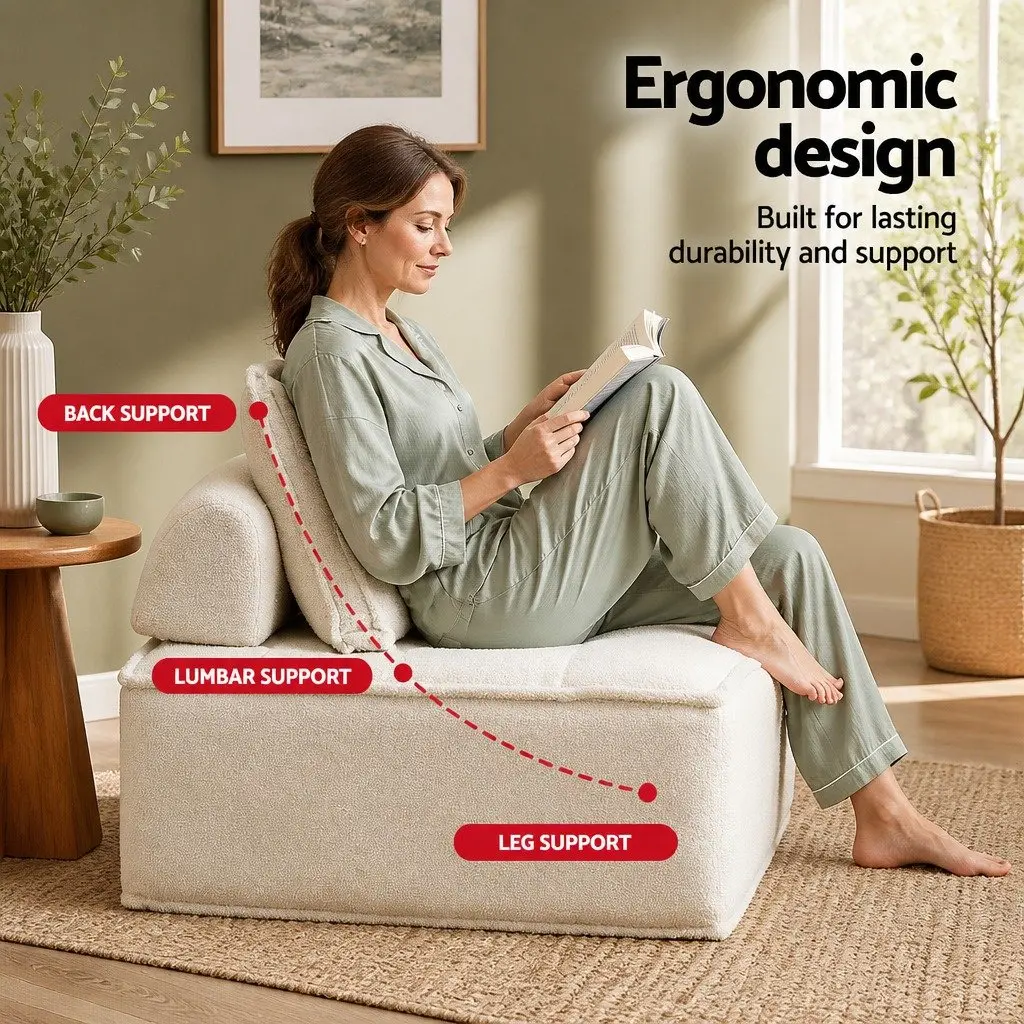 Floor Sofa Lounge Chair White 6 Seater Removable Pillow