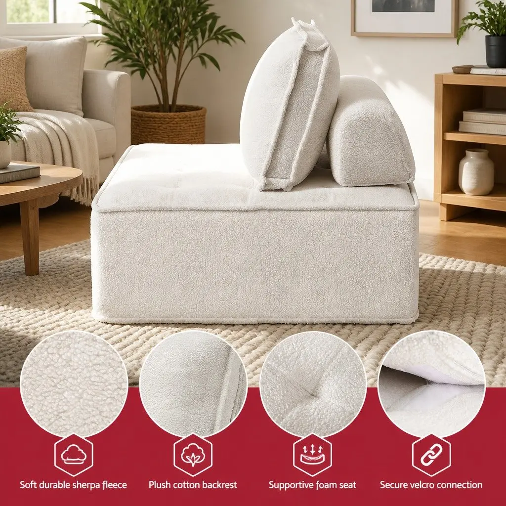 Floor Sofa Lounge Chair White 6 Seater Removable Pillow