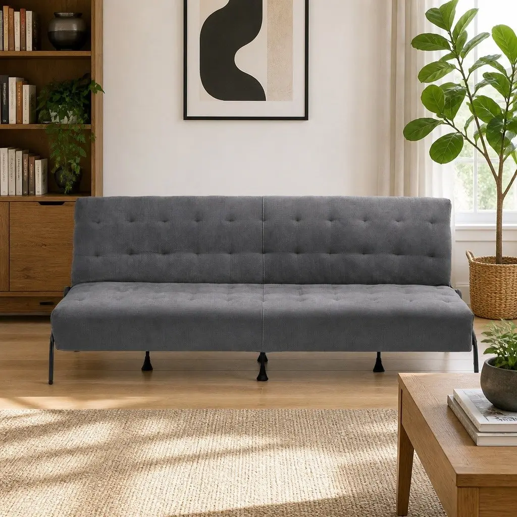 Sofa Bed Dark Grey 1.9m Adjustable Innerspring Lounger for Living Room