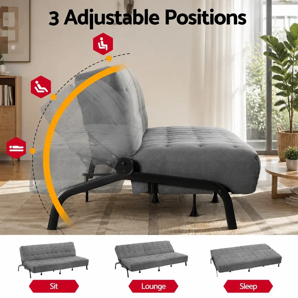 Sofa Bed Dark Grey 1.9m Adjustable Innerspring Lounger for Living Room