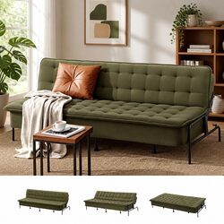 3-Seater Sofa Bed Adjustable Couch Innerspring Futon Chair Living Room Bedroom