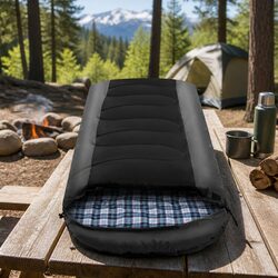 Single Sleeping Bag Thermal Camping Hiking Outdoor -20°C Temperature Black Grey